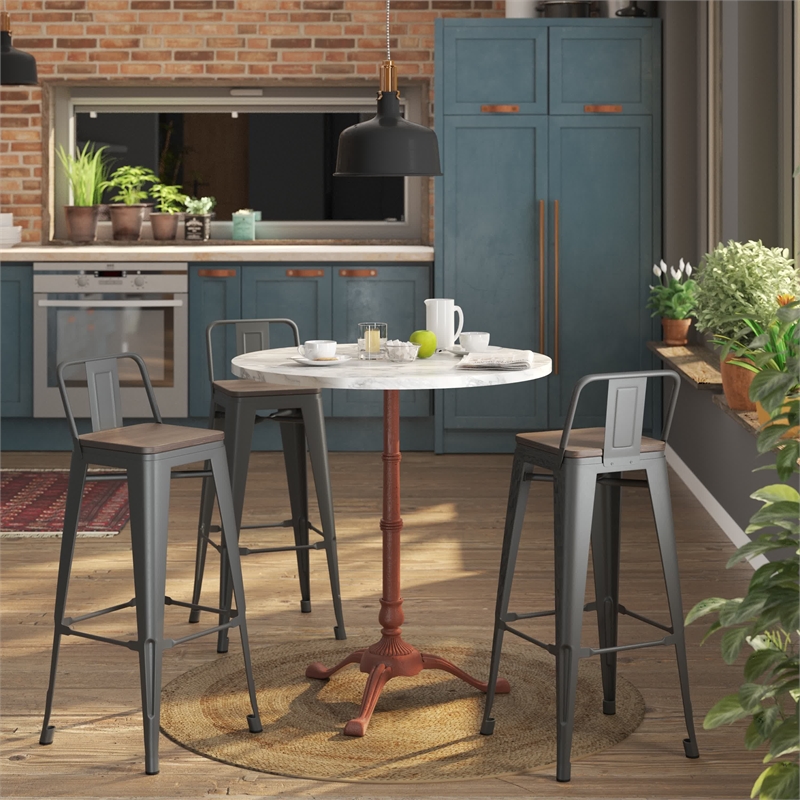 Creative Images International Metal Barstool in Gunmetal Gray (Set of 4)