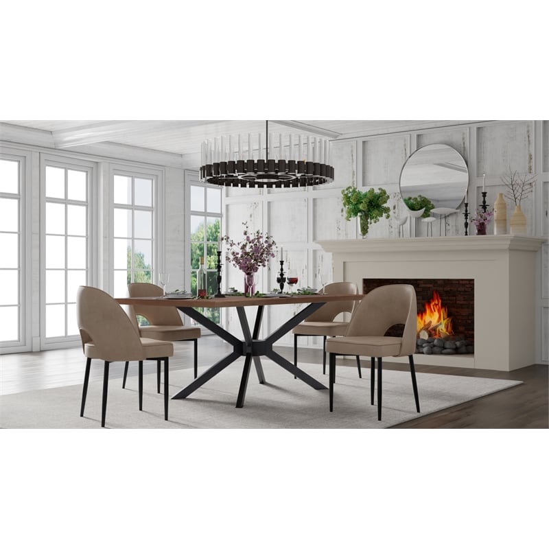 Creative Images International Wood Dining Table in Walnut