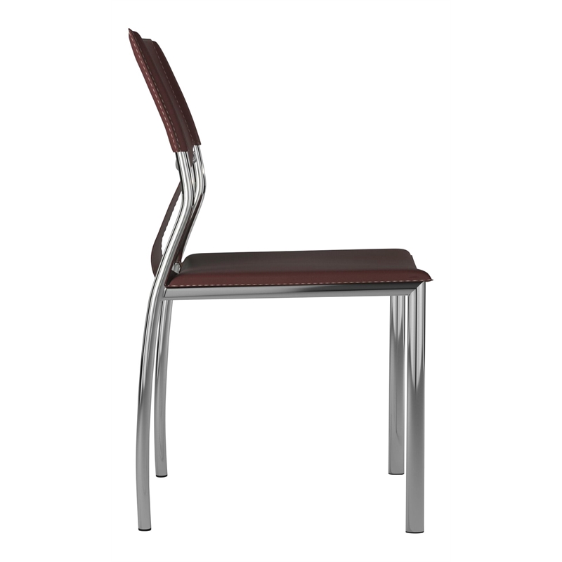Creative Images International Faux Leather Dining Chair in Dark Brown (Set of 4)