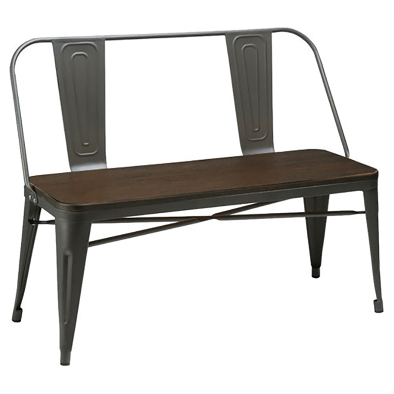 Creative Images International Metal Bench with Wood Top in Gunmetal Gray