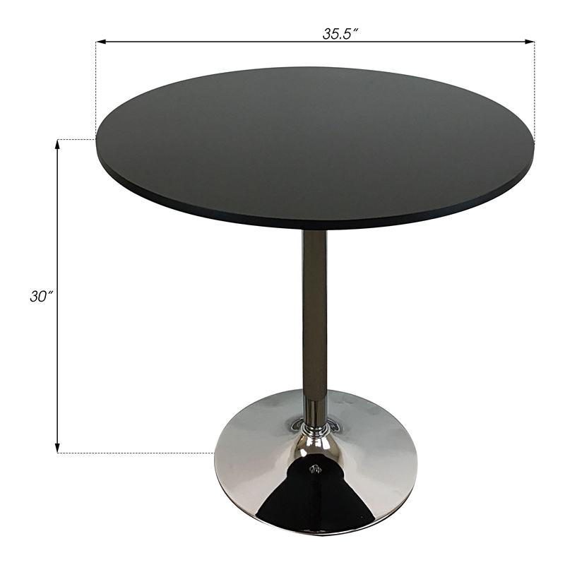 Creative Images International Round Modern Wood Dining Table in Black