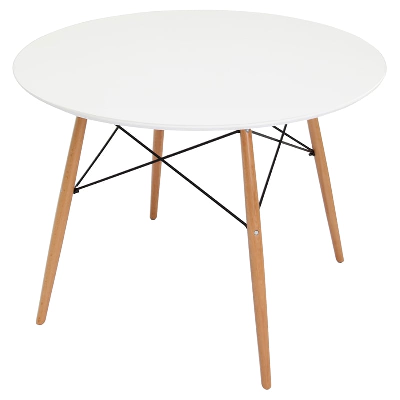 Creative Images International Round Contemporary Plastic Dining Table in White