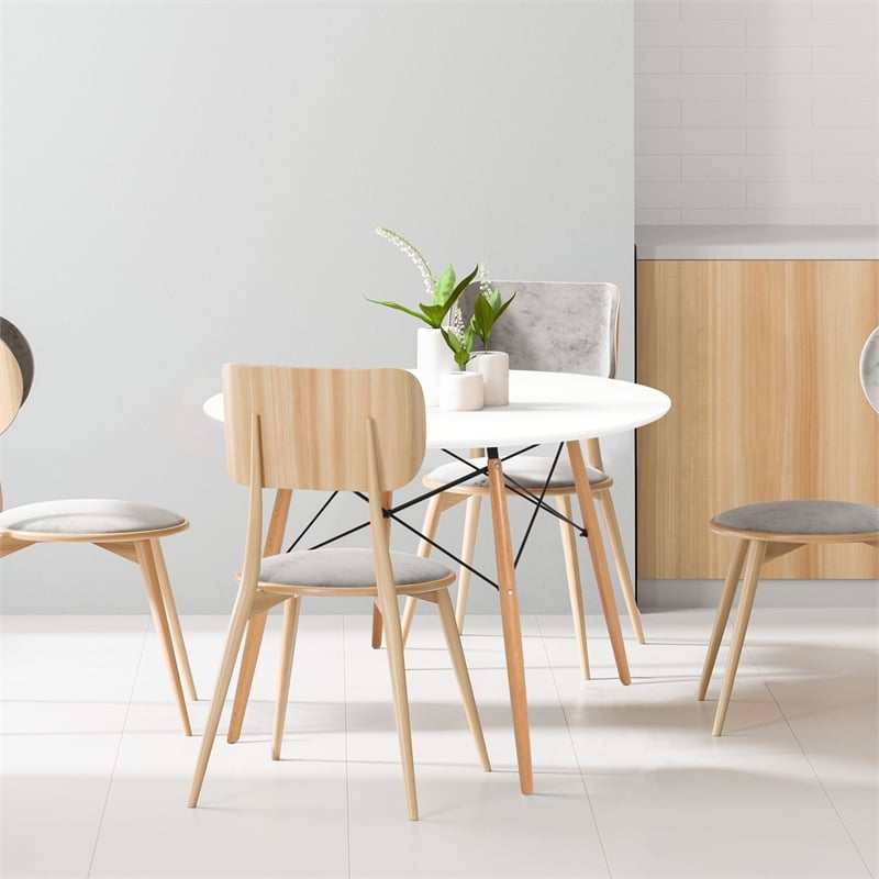 Creative Images International Round Contemporary Plastic Dining Table in White