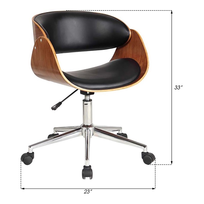 Creative Images International Wood Office Chair in Beige and Black