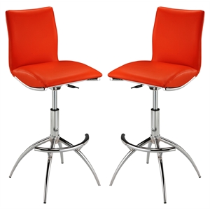 creative images international adjustable bar stool in red (set of 2)