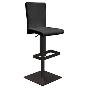 Creative Images International Faux Leather Adjustable Bar Stool in Black