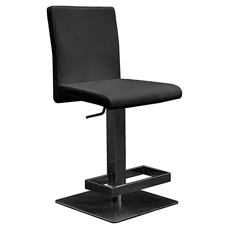 Creative Images International Faux Leather Adjustable Bar Stool in Black