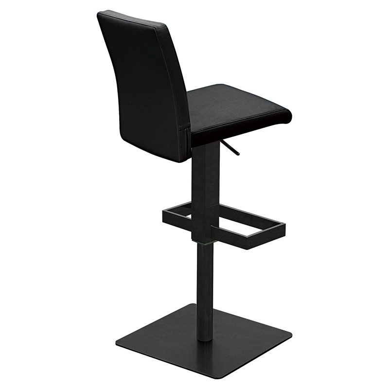 Creative Images International Faux Leather Adjustable Bar Stool in Black