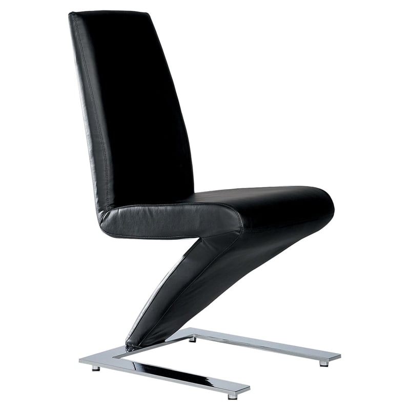Creative Images International Faux Leather Z Dining Chair in Black (Set of 2)