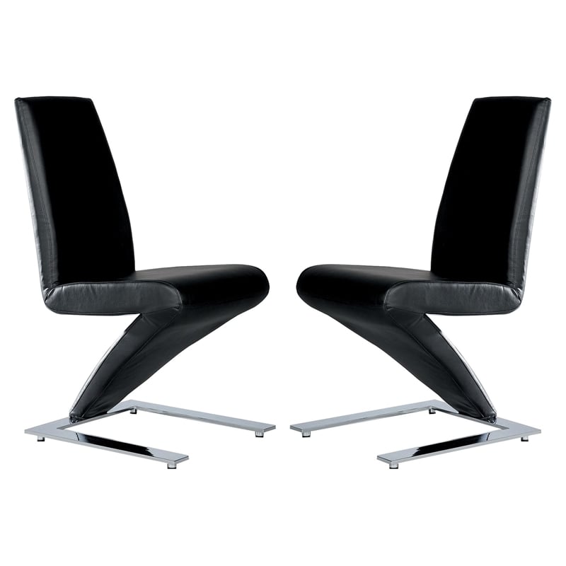 Creative Images International Faux Leather Z Dining Chair in Black (Set of 2)