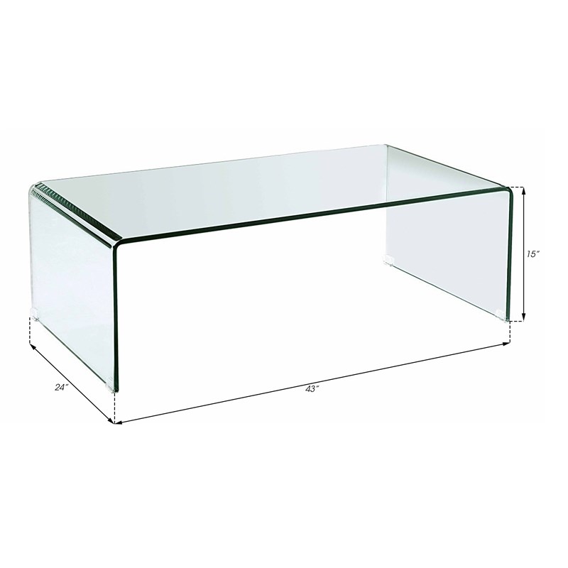 Creative Images International Glass Coffee Table with Rounded Corners in Clear