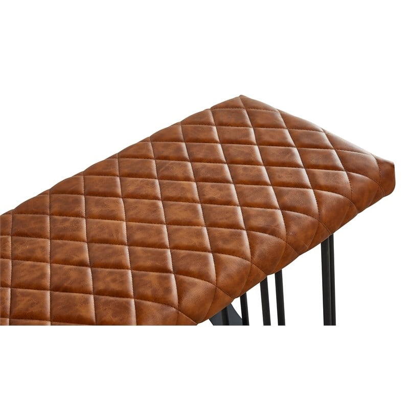 Creative Images International Faux Leather Bench in Black and Brown