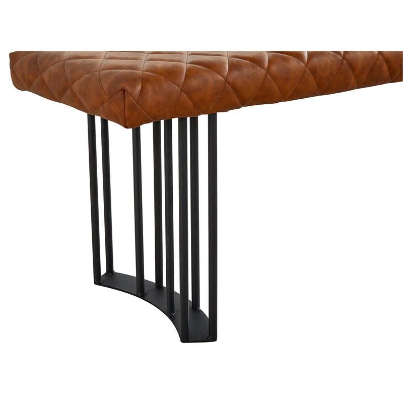 Creative Images International Faux Leather Bench in Black and Brown