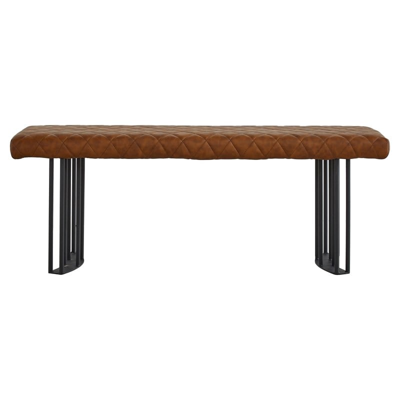 Creative Images International Faux Leather Bench in Black and Brown