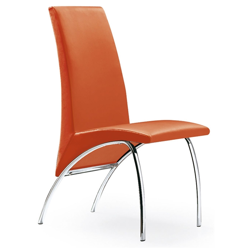 Creative Images International Faux Leather Dining Chair in Orange (Set of 2)