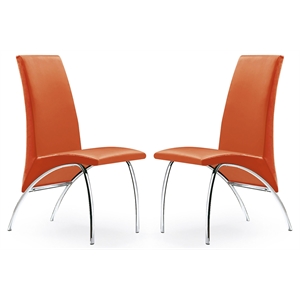 creative images international faux leather dining chair in orange (set of 2)