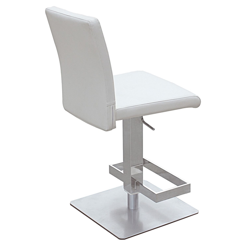 Creative Images International Faux Leather Adjustable Bar Stool in White