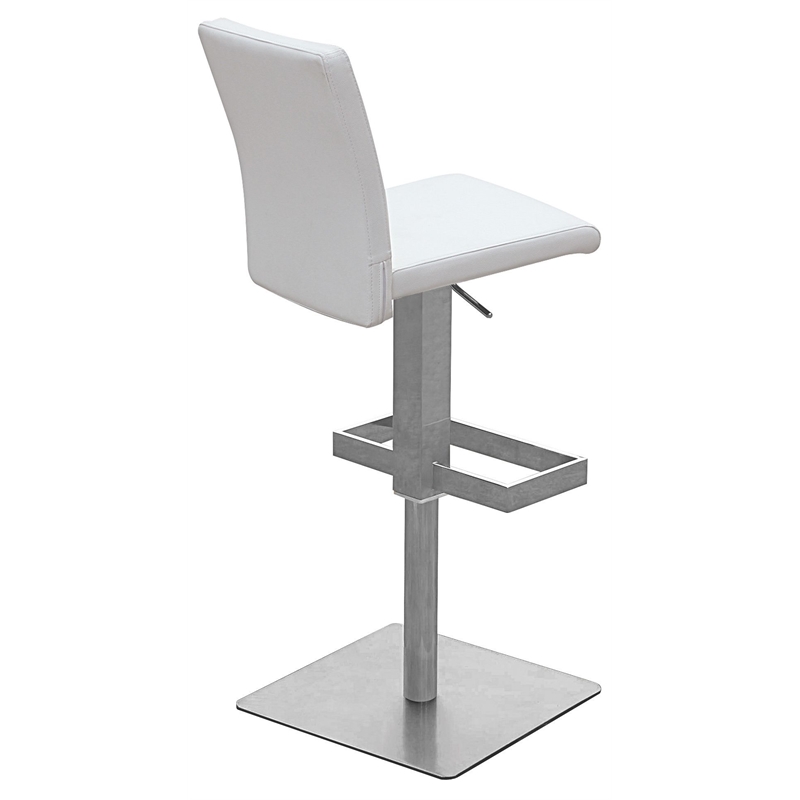 Creative Images International Faux Leather Adjustable Bar Stool in White