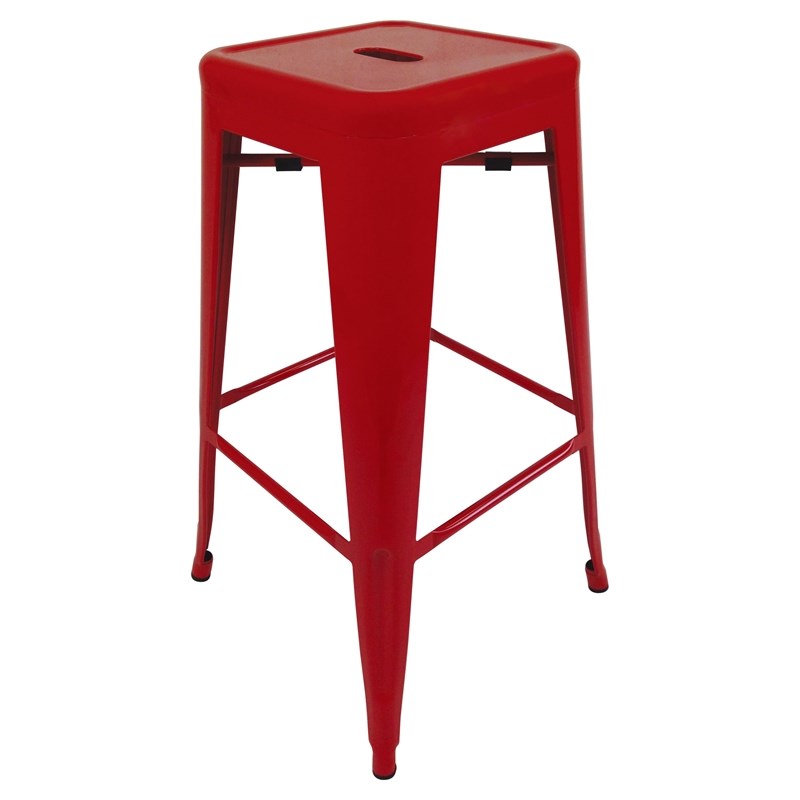 Creative Images International Metal Stool with Tapered Legs in Red (Set of 4)