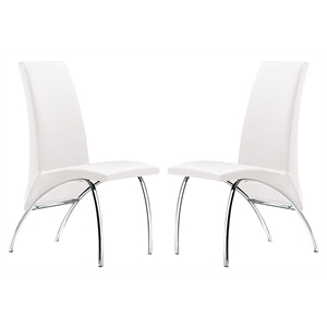 creative images international faux leather dining chair in white (set of 2)
