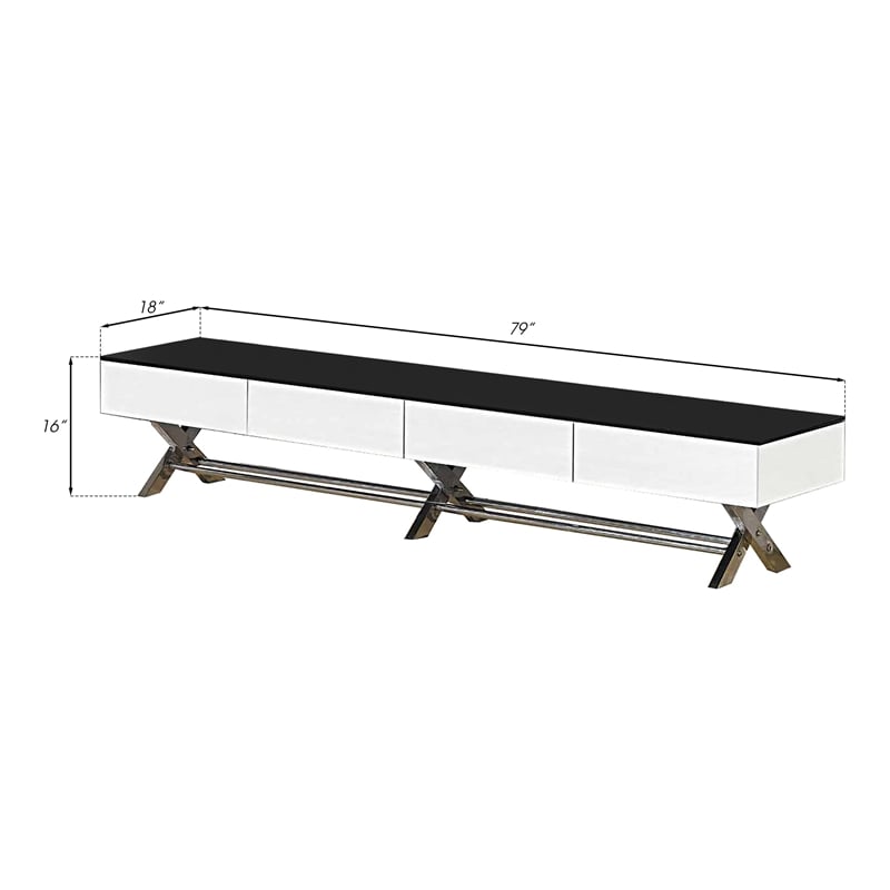 Creative Images International Wood TV Stand with X Leg in White and Black