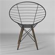 Contemporary Metal Wire Arm Chair with Tapering Wood Legs in Brown (Set of 2)
