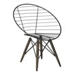 Contemporary Metal Wire Arm Chair with Tapering Wood Legs in Brown (Set of 2)