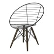 Contemporary Metal Wire Arm Chair with Tapering Wood Legs in Brown (Set of 2)