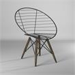 Contemporary Metal Wire Arm Chair with Tapering Wood Legs in Brown (Set of 2)