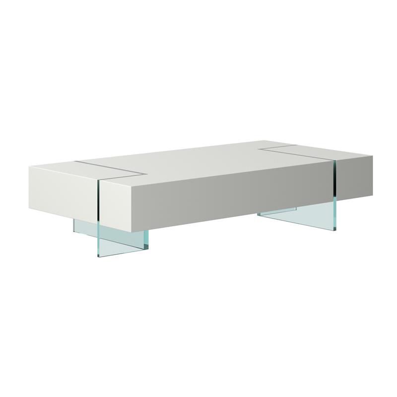 Contemporary Top Coffee Table with 19mm Tempered Glass Base in White