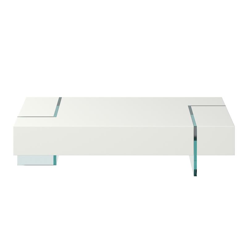 Contemporary Top Coffee Table with 19mm Tempered Glass Base in White
