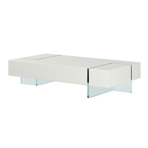 contemporary top coffee table with 19mm tempered glass base in white