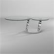Contemporary Motion Tempered Glass Top Coffee Table with Round Base in Chrome