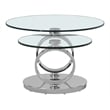 Contemporary Motion Tempered Glass Top Coffee Table with Round Base in Chrome