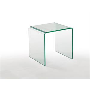 18&quot Contemporary Tempered Glass End Table with Rounded Edges in Clear