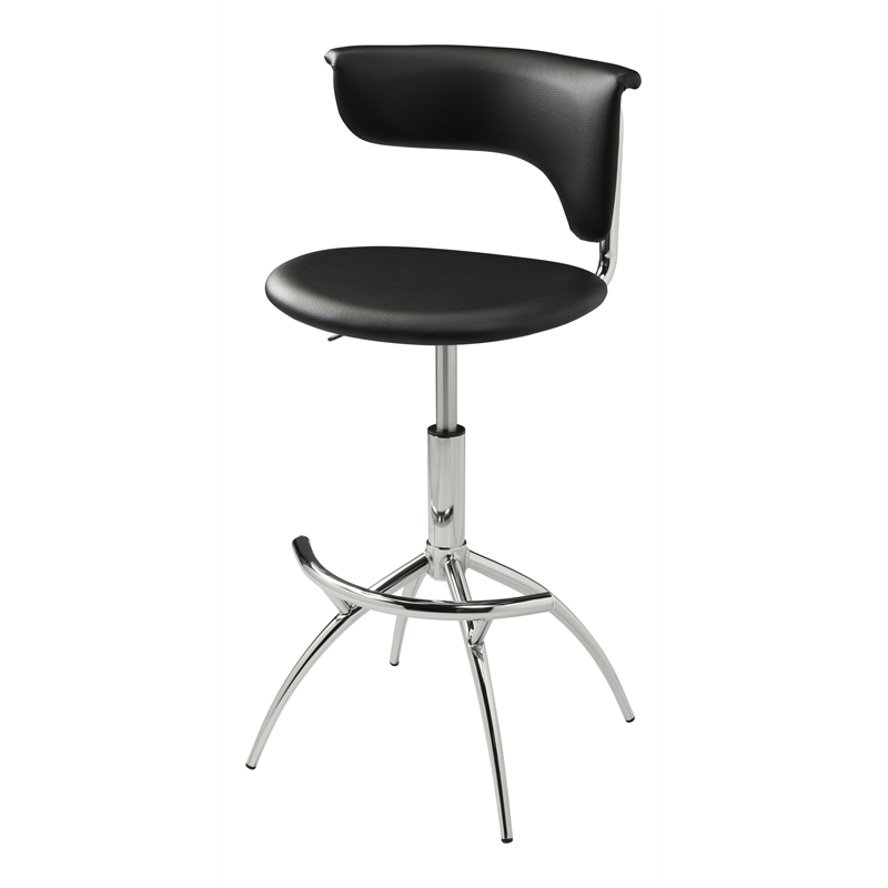 Creative Images International Adjustable Bar Stool in Black and Chrome (Set of 2)