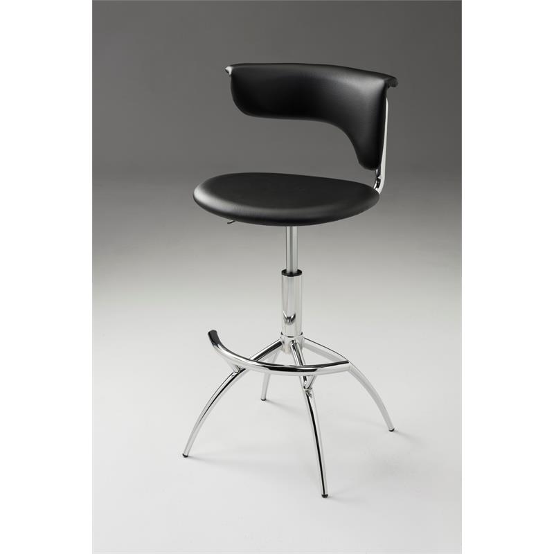 Creative Images International Adjustable Bar Stool in Black and Chrome (Set of 2)