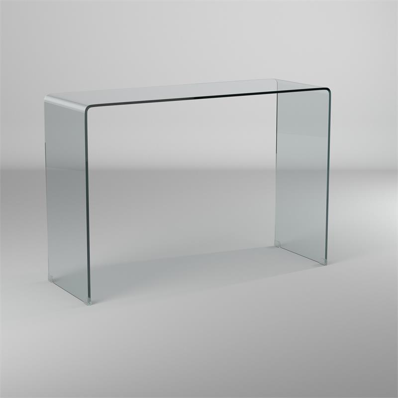 Sleek and Simple 12mm Contemporary Bent Glass Sofa Table in Clear