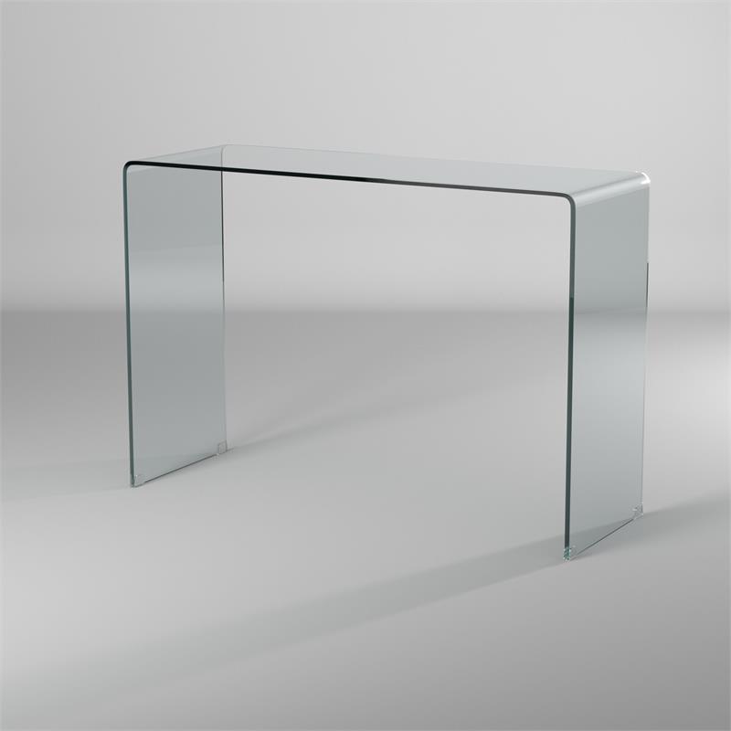 Sleek and Simple 12mm Contemporary Bent Glass Sofa Table in Clear