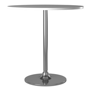 Contemporary Round 35.5&quot Wood Dining Table with Pedestal Base in White/Chrome