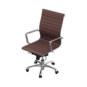 Contemporary 18-21&quot Faux Leather Low Back Office Chair in Dark Brown/Chrome