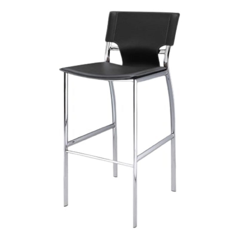 Black Leather Bar Stools Set of 2