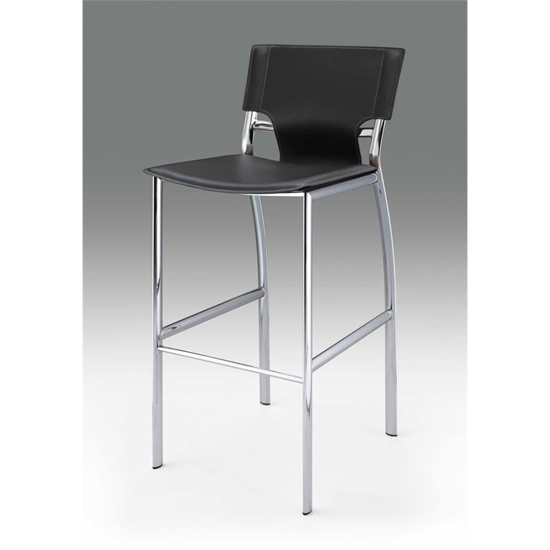 Black Leather Bar Stools Set of 2