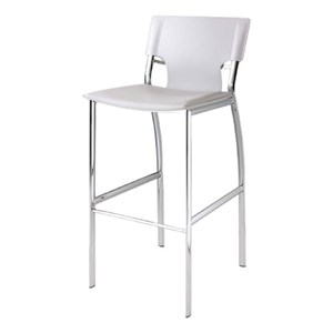 White  Leather Bar Stools Set of 2