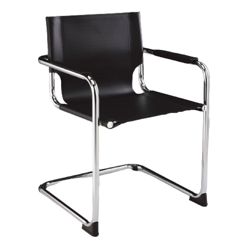Black Leather ARM Chair withChrome Base Set of 2