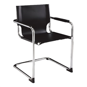 black leather arm chair withchrome base set of 2