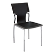 Black Leather Side Chair withChrome Legs Set of 4