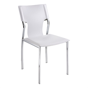 white leather side chair with chrome legs set of 4