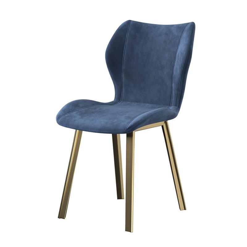 Dining Chair with Blue velvet Seat and Gold Legs (Set of 4)