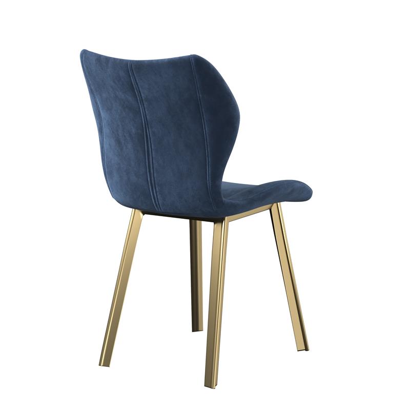 Dining Chair with Blue velvet Seat and Gold Legs (Set of 4)